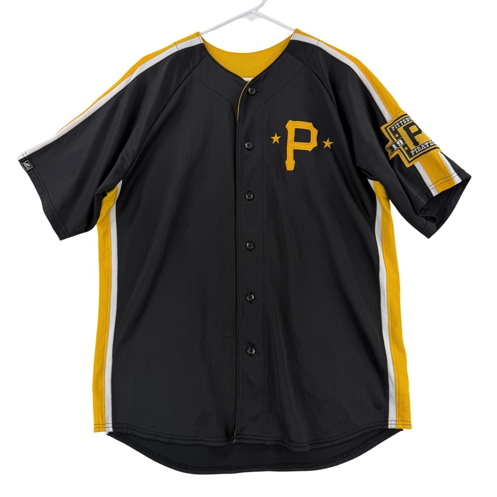 Pittsburgh Pirates Jersey Mens Medium Black MLB Baseball Cooperstown Clemente 21